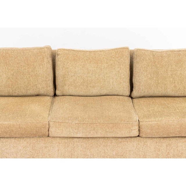 Modern Beige Chenille Upholstered Three-Seat Sofa For Sale In New York - Image 6 of 7