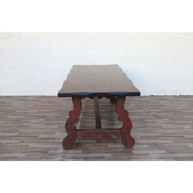 Antique Spanish Revival Solid Wood Trestle Dining Table, Mid 20th Century For Sale - Image 17 of 18