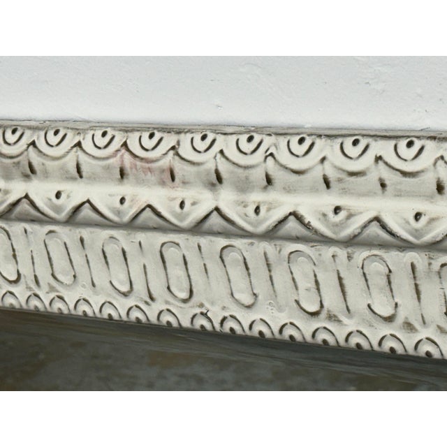Off-white Embossed Geometric Pattern Wall Mirror For Sale - Image 8 of 12
