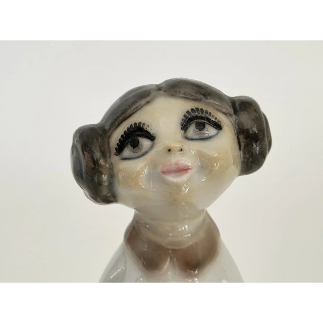 Cream !960s Swedish Porcelain Girl With Flower Figurine For Sale - Image 8 of 11