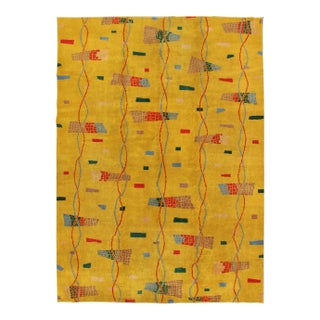 Mid 20th Century Mid-Century Modern Rug Turkish Carpet in Bright Yellow Red Blue Green & Pink For Sale