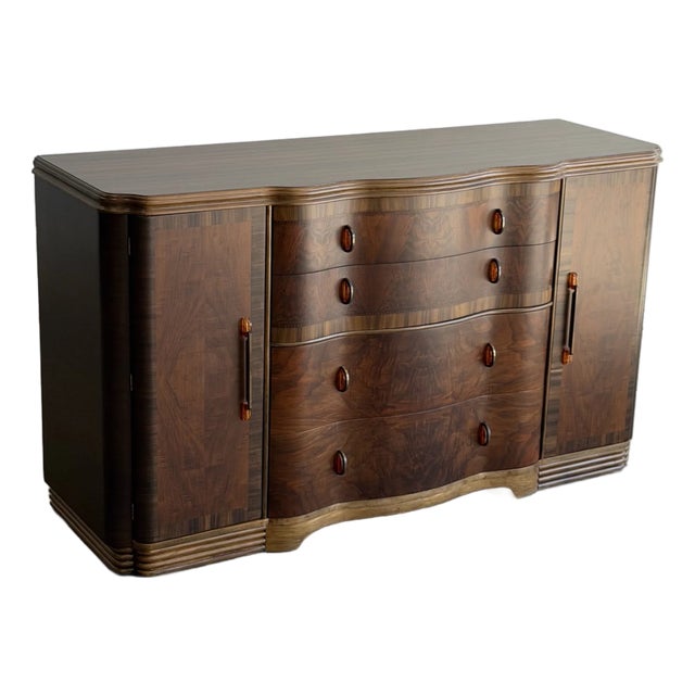 Vintage Art Deco Wavy Sideboard For Sale