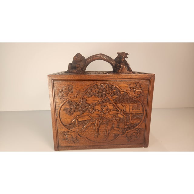 One-of-a-Kind Antique Mahjong Set From the 1920s in Amazing Carved Box For Sale - Image 16 of 16