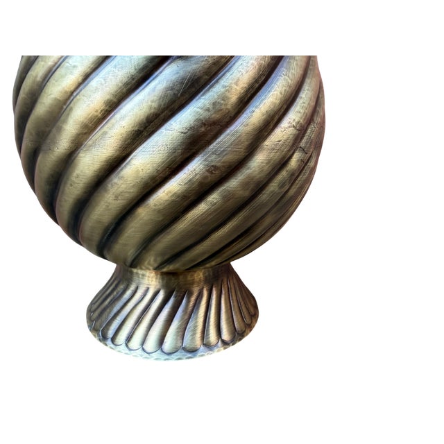 Heavy Gauge Fluted Brass Pitcher For Sale - Image 16 of 16