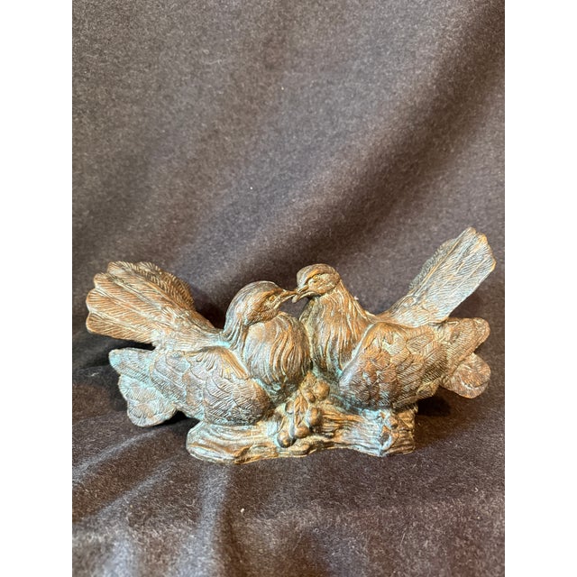 1980s Pigeon Bronze Sculpture Love Birds For Sale - Image 6 of 9