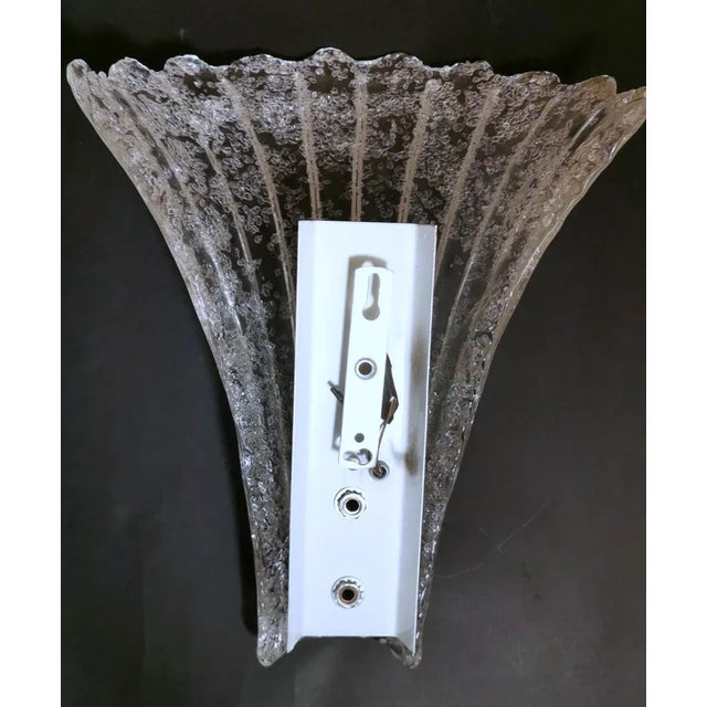 Transparent 1950s Venini-Martinuzzi Attributed Murano Appliques in "Pulegoso" Glass - a Pair For Sale - Image 8 of 13