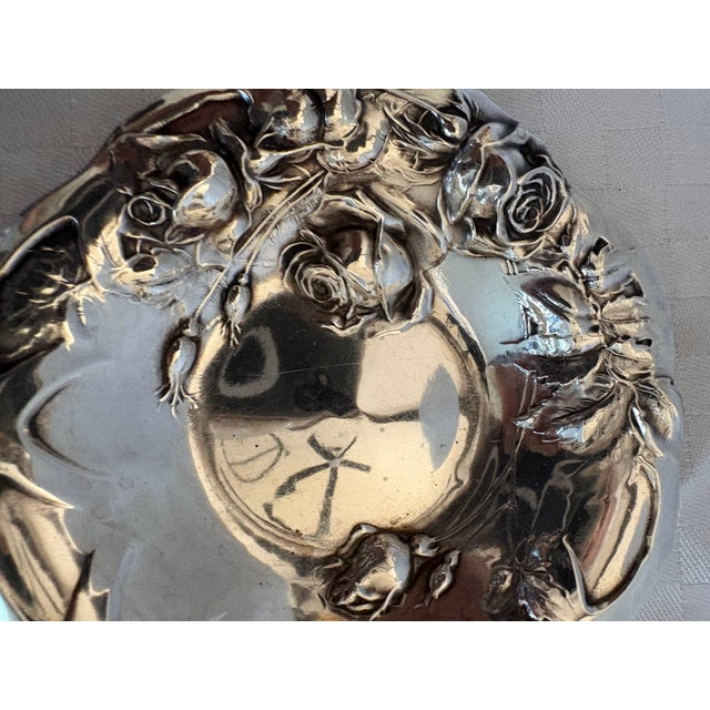 Metal Late 19th Century Small Art Nouveau Sterling Silver Repousse Dish For Sale - Image 7 of 12