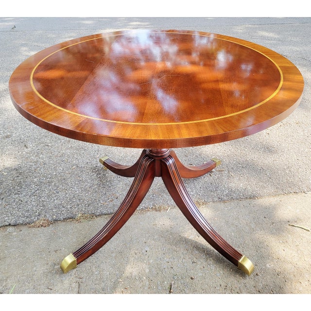 Councill Furniture Round Banded Mahogany Conference Table For Sale In Baltimore - Image 6 of 14