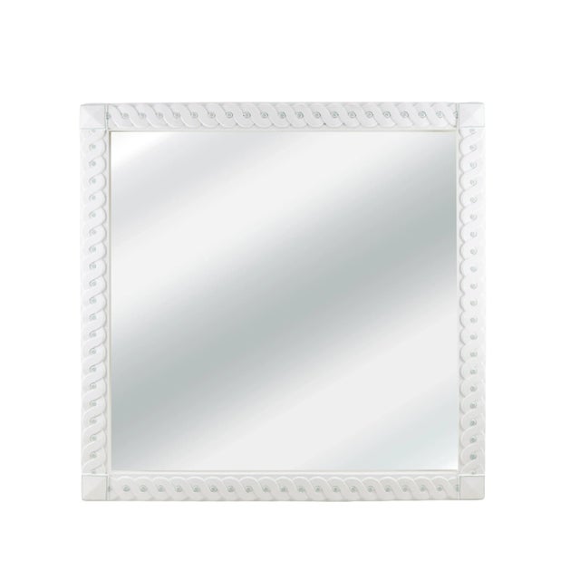 White Hand Carved White Wall Mirror With Light Green Polka Dots For Sale - Image 8 of 8