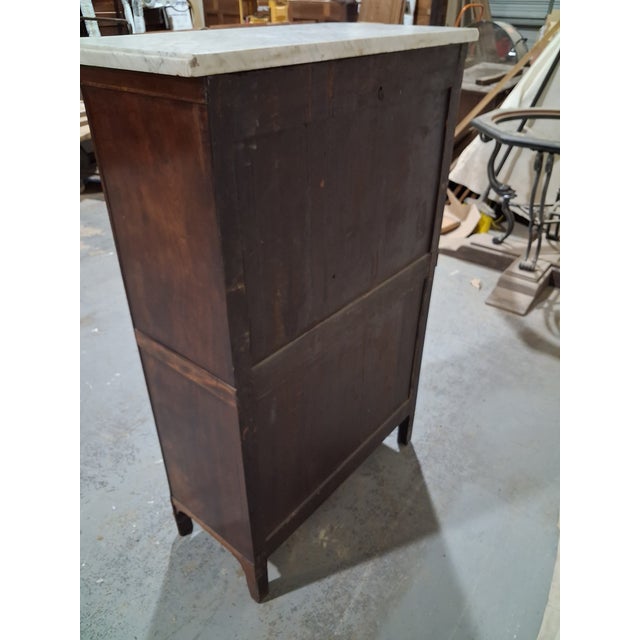 19th Century French Walnut Semainier Chest With Marble Top For Sale - Image 4 of 9