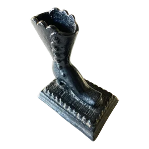 Antique Tobacciana Black Cast Iron Victorian Boot, Match Holder With Striker