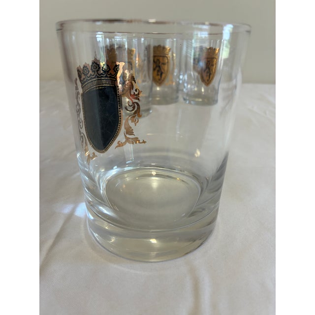 Vintage Gold Heraldic Crest Lowball Glasses, Set of 8 For Sale - Image 4 of 11