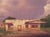 Contemporary Ice by Mark Harrison | Oil on linen Painting of a rural building under a cloudy sky For Sale - Image 3 of 3