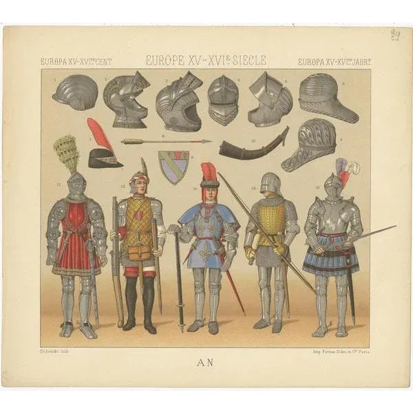 Racinet, European 15th-16th Century Armament, 1880, Paper For Sale - Image 4 of 6