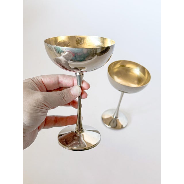 Vintage Italian Silverplate Champagne Coupes by Leonard For Sale In Dallas - Image 6 of 9