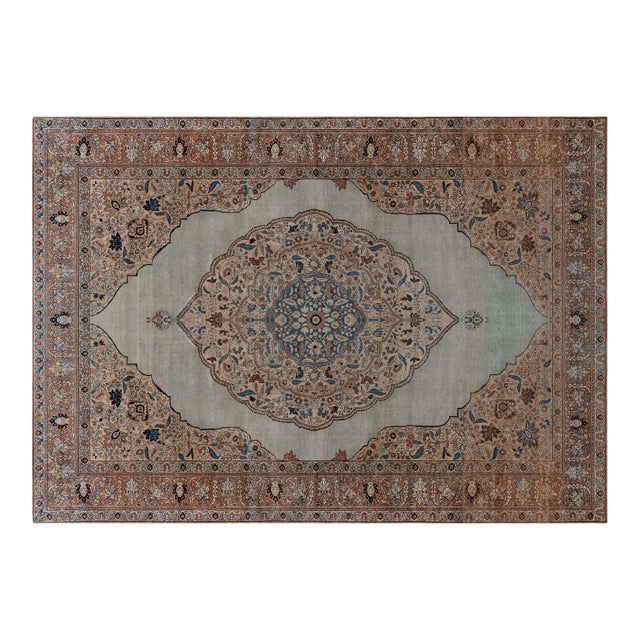 Antique Persian Tabriz Botanic Design Handmade Wool Carpet For Sale