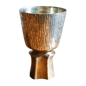 Vintage Brutalist Gold-Plated Bronze and Silver Vase, 1970s