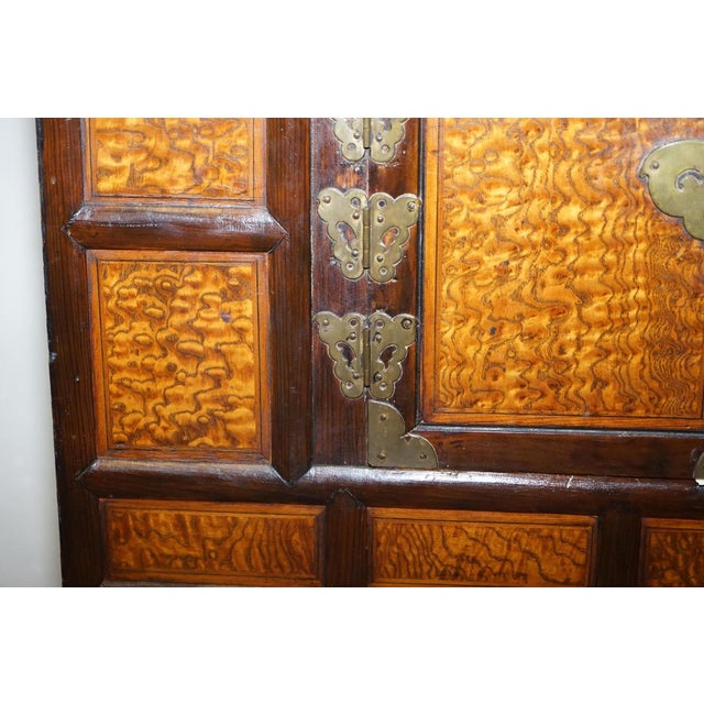 Antique Chinese Burr Elm & Brass Engraved Sideboard For Sale - Image 8 of 18