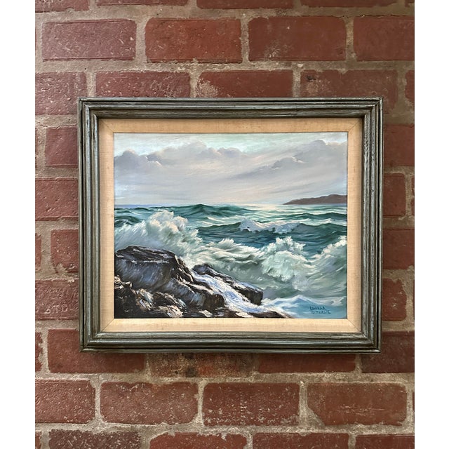 Impressionist Vintage Original Oil Painting; Framed Seascape by Luella Bitterlie 1980s For Sale - Image 3 of 12
