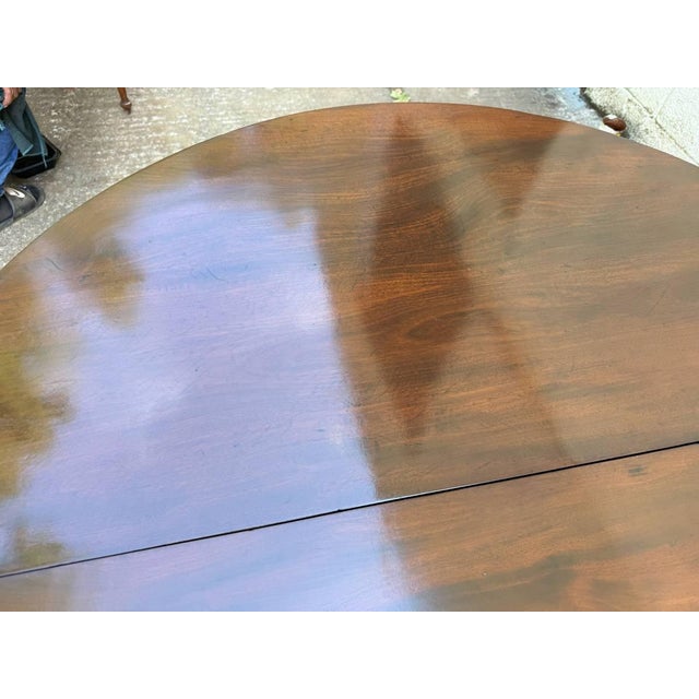 Pair of Antique Federal Style Mahogany Demilune Consoler Tables For Sale In Washington DC - Image 6 of 17