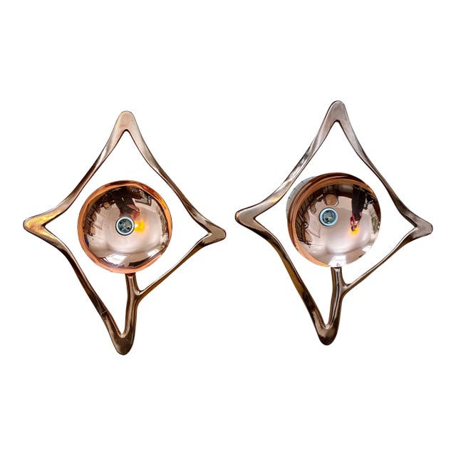 Mid 20th Century Copper Global Views Abstract Sconces For Sale