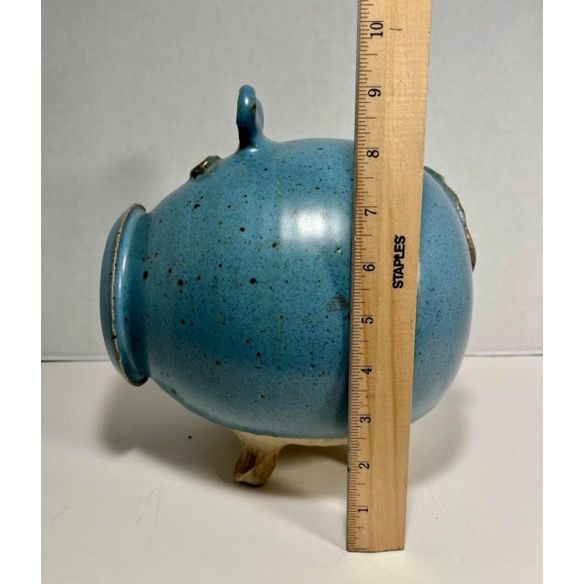 Vintage Smith Studio Art Pottery Blue Ceramic Piggy Bank For Sale - Image 9 of 10