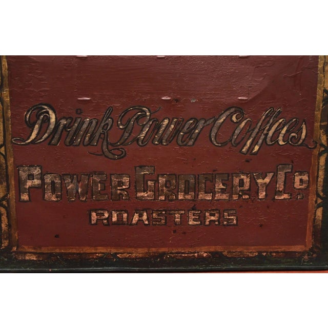 Late 19th Century Antique Power Coffee Tin Rolltop Red Tea Hopper General Store Spice Bin Display For Sale - Image 12 of 12