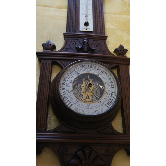 Early 20th Century Early 20th Century French Weather Station, Barometer, Thermometer With Open Dial For Sale - Image 5 of 12