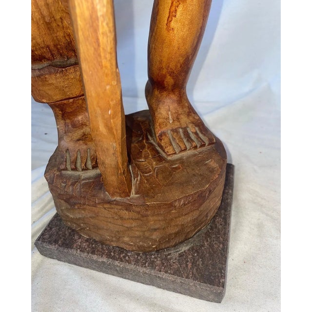 Figurative Vintage 1934 Tall Standing Wood Figure For Sale - Image 3 of 10