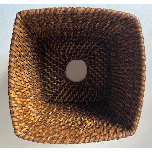 2000 - 2009 Brown Hand Woven Rattan Tissue Box Cover For Sale - Image 5 of 6