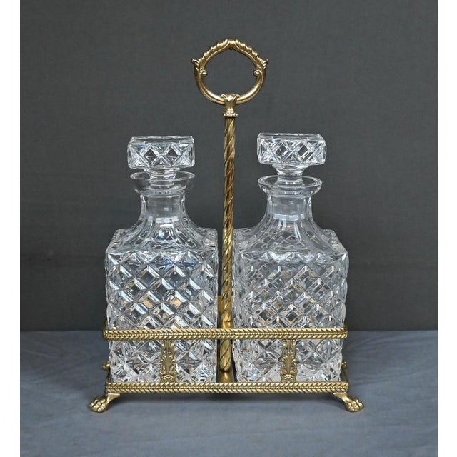 Bronze and Crystal Liquor Cabinet, Late 19th Century, Set of 3 For Sale - Image 5 of 18