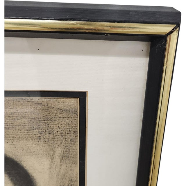 Vintage Mid-Century Modernist Charcoal Portrait on Canvas Board – Framed For Sale In Chicago - Image 6 of 8
