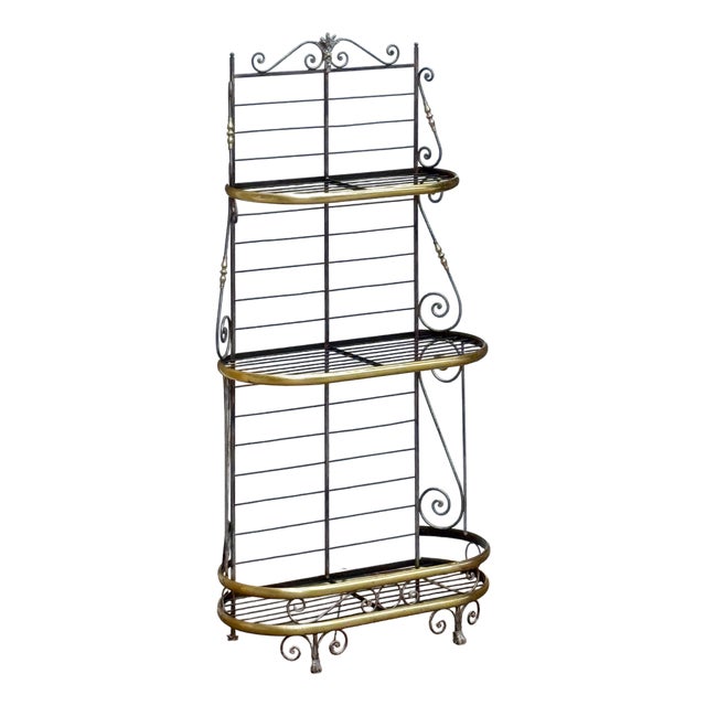 French Boulangerie Stand or Baker's Rack of Wrought Iron and Brass For Sale