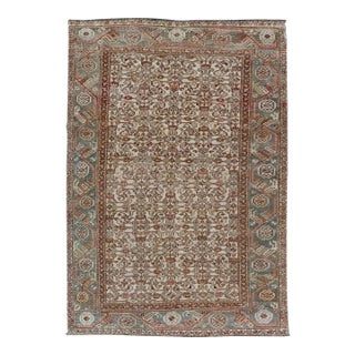 Antique Persian Bidjar Rug With Dense All-Over Herati Design 4'3 X 6'5 For Sale