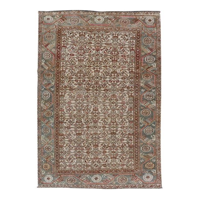 Antique Persian Bidjar Rug With Dense All-Over Herati Design 4'3 X 6'5 For Sale