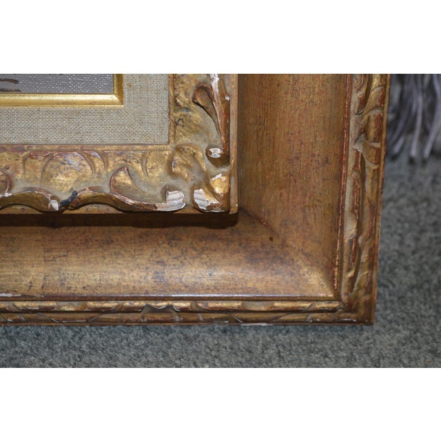 Wood Vintage Gold Wood Framed Leonardo Cominotto Italy (1898-1966) Still Life Oil Painting Grapes For Sale - Image 7 of 14