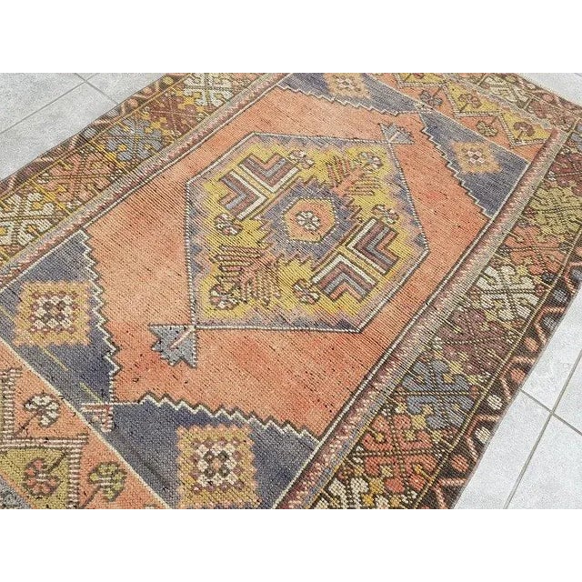 1960s Oushak Handmade Area Carpet For Sale - Image 9 of 10