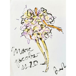 Original Abstract Fashion Marc Jacobs Figurative Drawing by Jenny Walton. Ink and Marker on Paper. For Sale