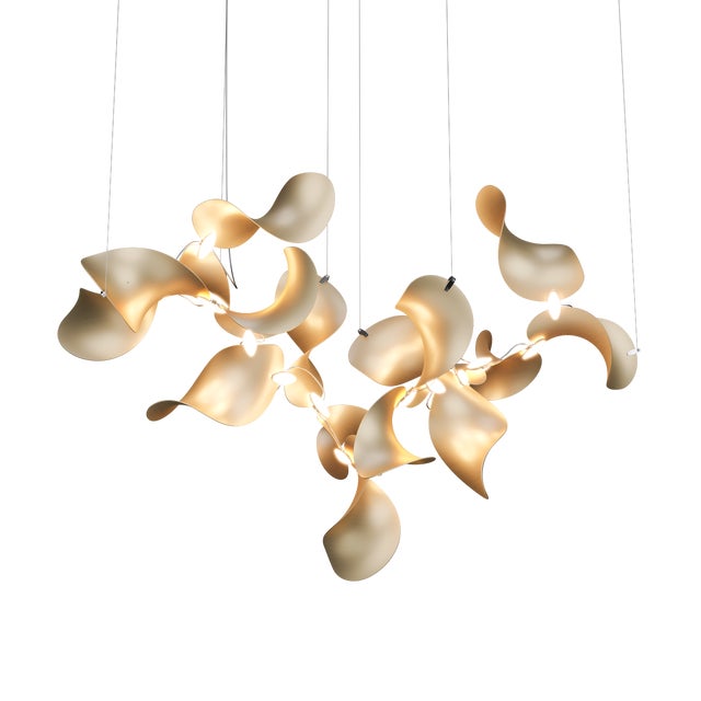 Brown Dune 16 Cluster Chandelier with Metallic Tone Shades from Moss Objects For Sale - Image 8 of 8