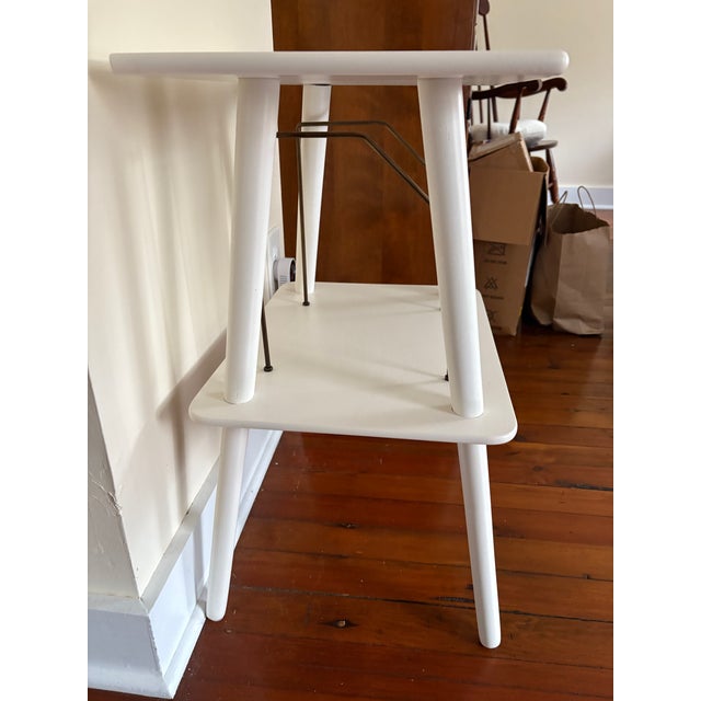 West Elm West Elm Mid-Century Modern White Record Stand / Vinyl Storage Side Table With Metal Supports For Sale - Image 4 of 6