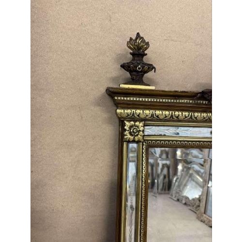 An Exceptional large Antique 19th Century French carved wood & gesso original painted & gilt Mirror, with superb etched...