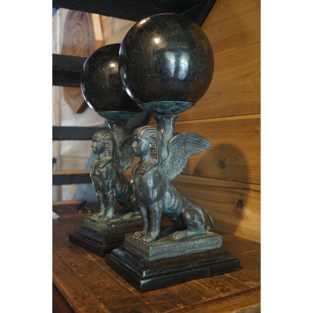 1980s Maitland-Smith Egyptian Revival Sphinx Pair For Sale - Image 9 of 13