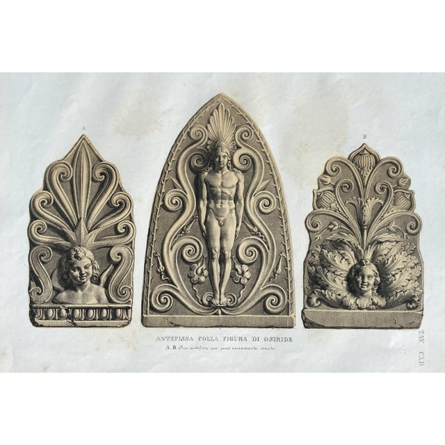 1852 Architectural Engraving With Figure of Osiris For Sale - Image 4 of 4