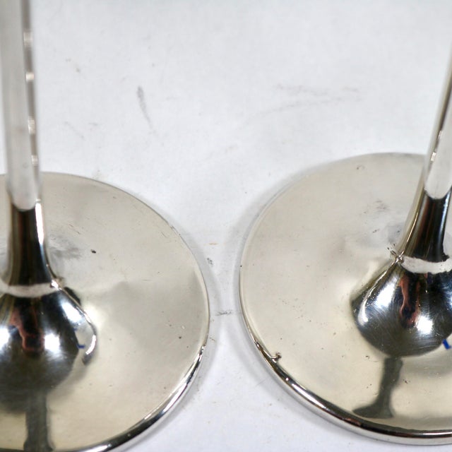 Mid 20th Century Mid Century Modern Silver-Plated Jens Quistgaard for Dansk Tulip Taper Candlesticks-a Pair For Sale - Image 5 of 10