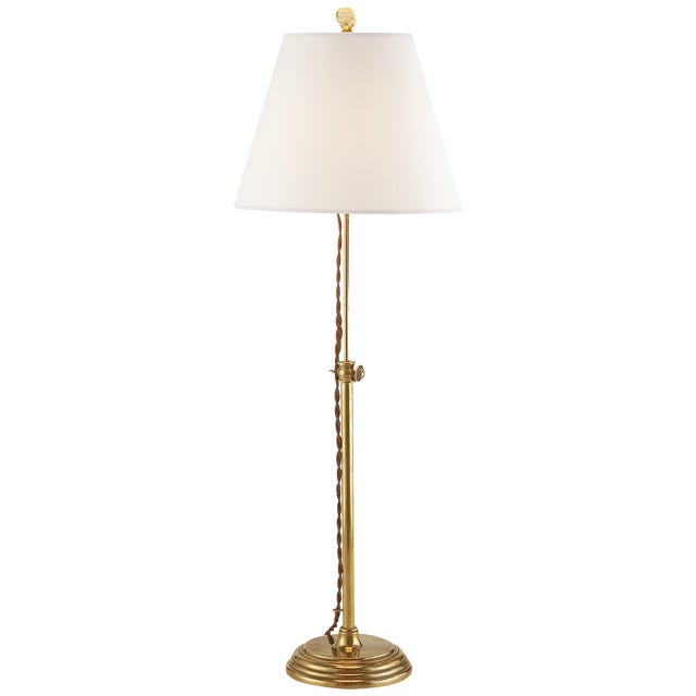 Traditional Suzanne Kasler by Visual Comfort Signature Wyatt Accent Lamp in Hand-Rubbed Antique Brass with Linen Shade For Sale - Image 3 of 3