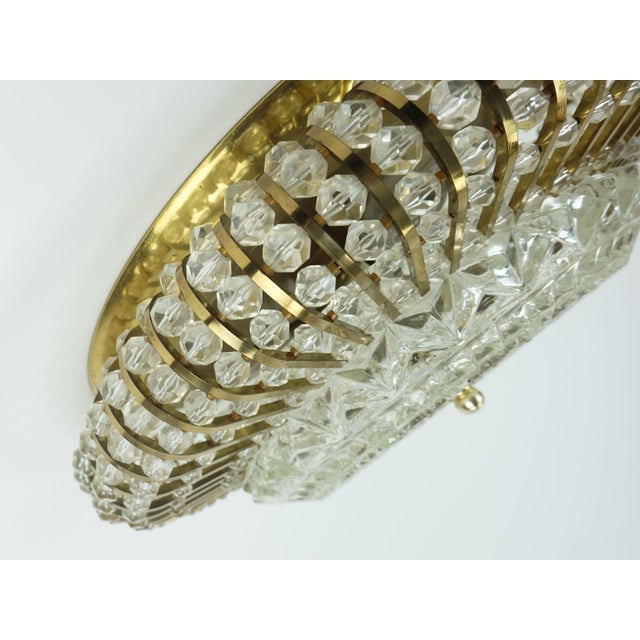 Mid-Century Modern Mid-Century Hollywood Regency Ceiling Lamp in Brass and Glass, 1960s For Sale - Image 3 of 15