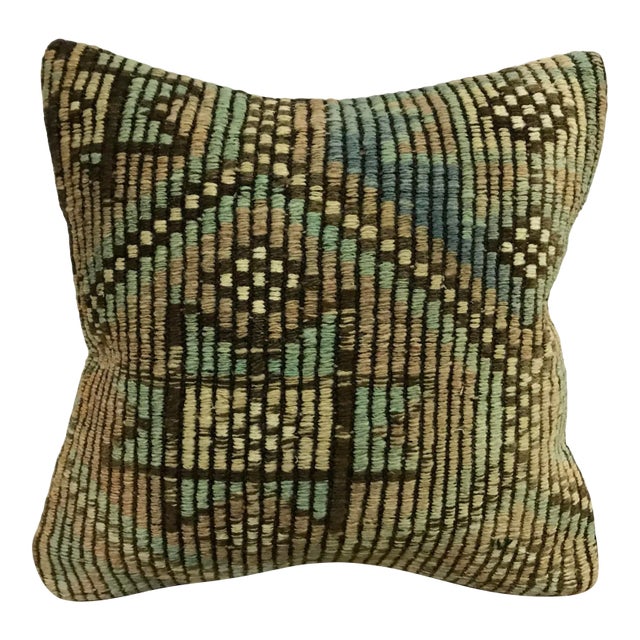 Vintage Geometric Design Turkish Handmade Kilim Pillow Cover For Sale