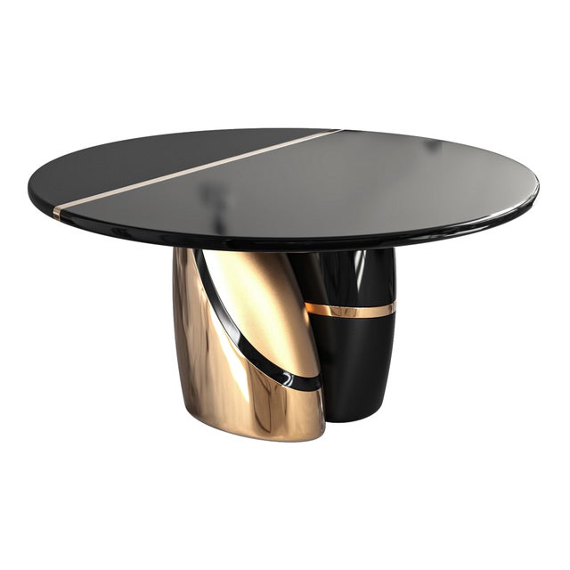 Metal "Populaire" Round Table With Bronze and Stainless Steel, Handmade For Sale - Image 7 of 7