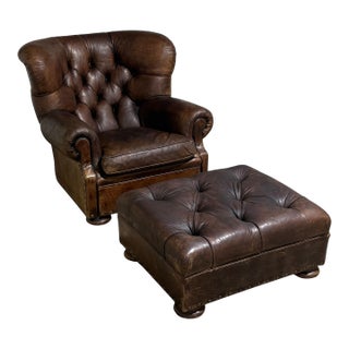 Late 20th Century Ralph Lauren Writer's Chair and Ottoman For Sale