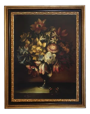 Still Life of Flowers, Dutch School, Italy, Oil on Canvas, Framed